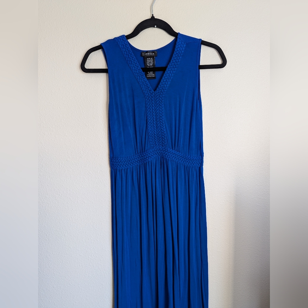 Spense Blue Sleeveless V-Neck Maxi Dress Size S